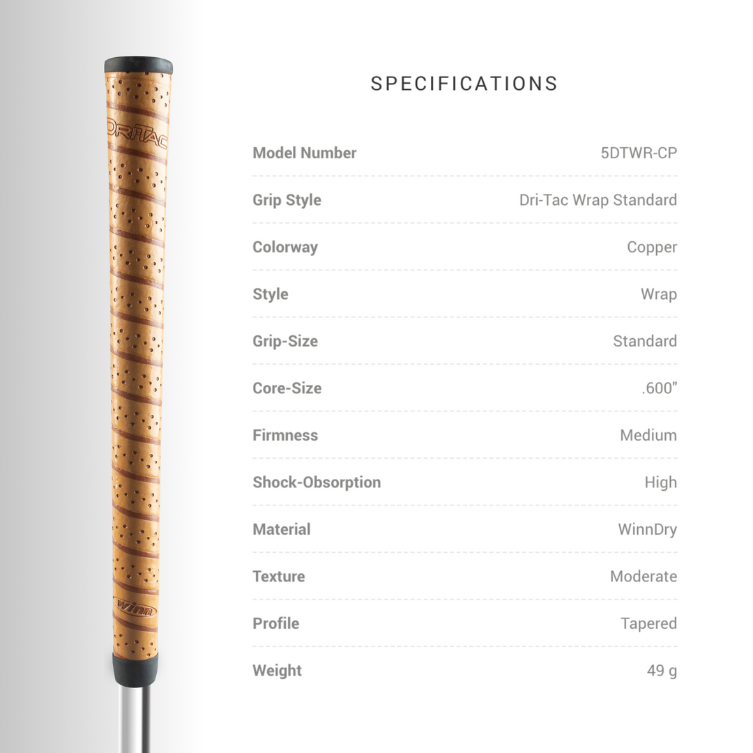 Winn Grips - DRI-TAC Wrap Standard Size Golf Grip - Copper – Winn