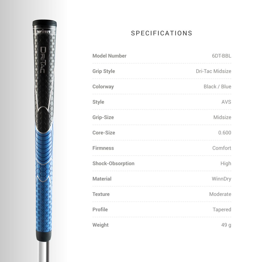 Winn Grips - DRI•TAC Midsize Golf Grip - Black / Blue